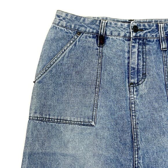 Mudd Denim Skirt Womens 5 Blue Button Front Midi 100% Cotton Casual Y2K 2000s - Picture 3 of 16